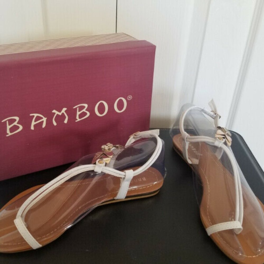 Bamboo White Strap Summer Sandals